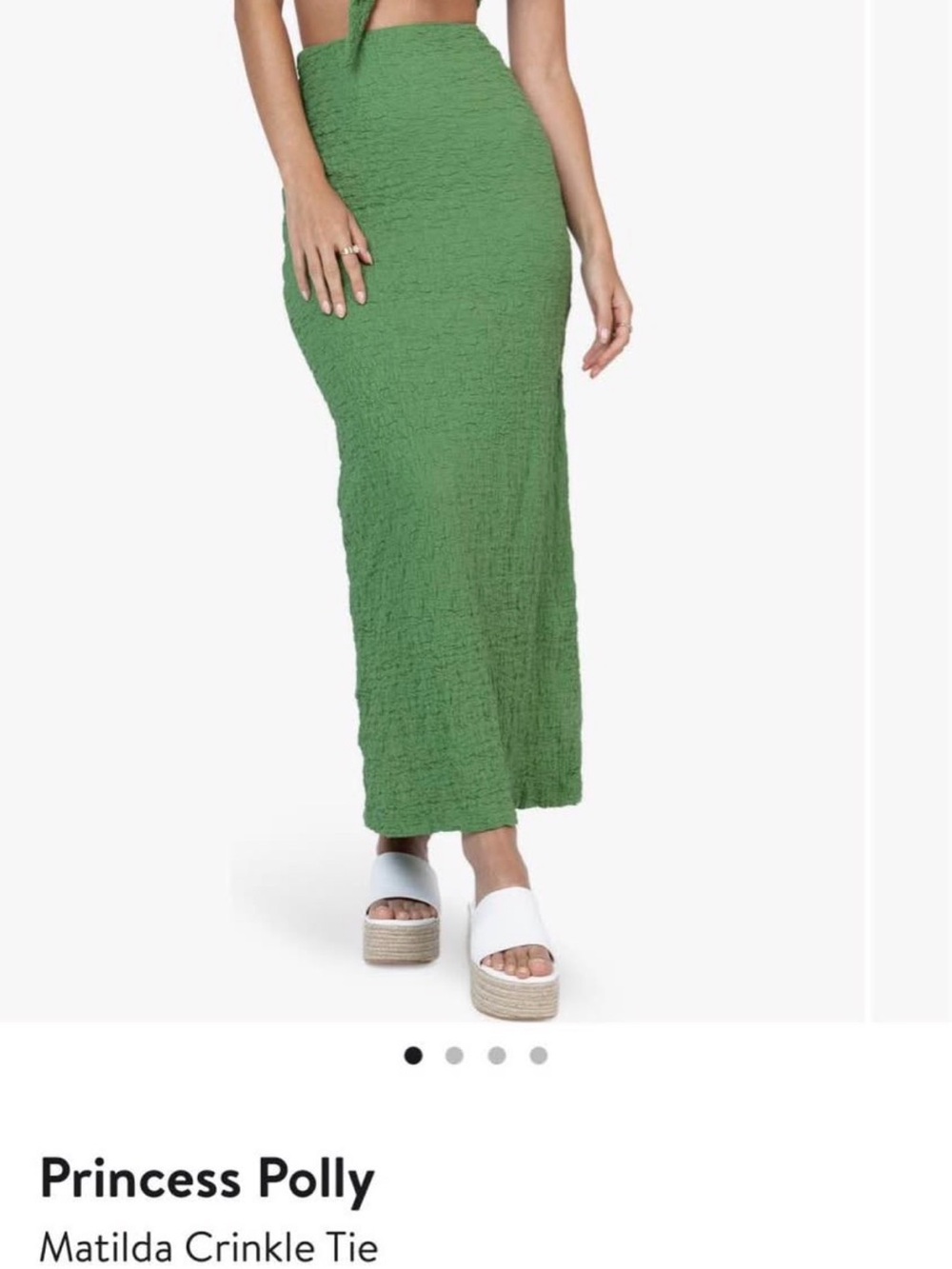 Princess Polly Green Crinkle Maxi Skirt